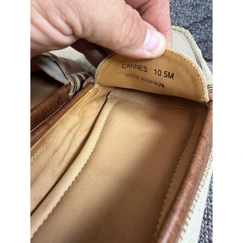 Alan Payne Canvas Loafers Shoes Mens 10.5 Beige Brown Cannes Made Brazil Casual